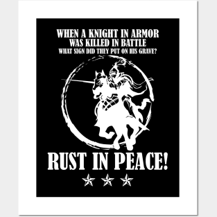 Medieval Knight Rust In Peace Pun Shirt Teacher Archeologist Posters and Art